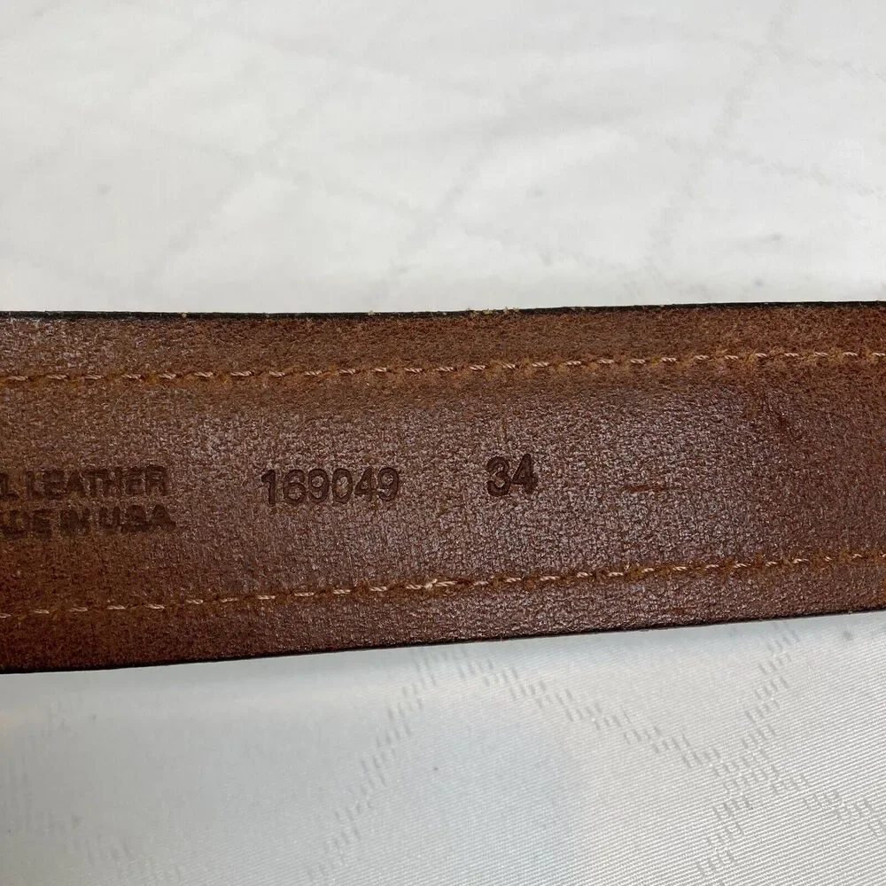 Banana Republic Men's Leather Belt Size 34 Canvas Mixed Media Preppy Old‎ Money